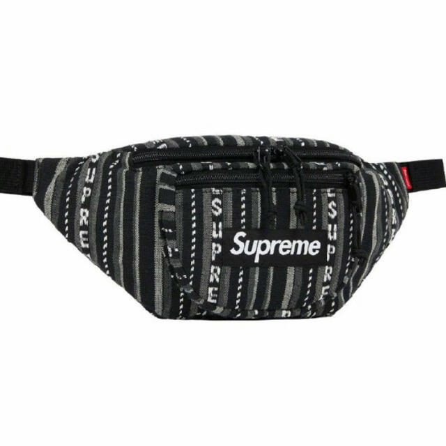 Supreme Woven Stripe Waist Bag Blackウエスト