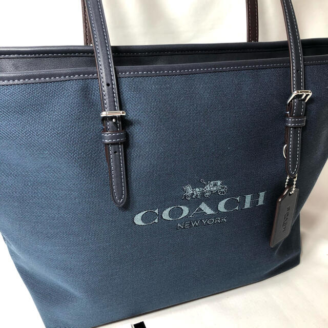 高評価の贈り物 コーチ 【新品】COACH ジップ デニム シルバー トートバッグ - トートバッグ