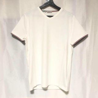 MONCLER モンクレール トリコロールTシャツ ロゴ Vネック ホワイト L