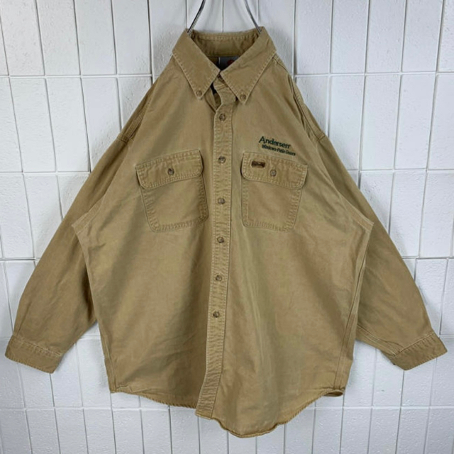 carhartt(カーハート)の超レア Carhartt ヴィンテージ 古着 90s ワークシャツ 長袖 メンズのトップス(シャツ)の商品写真