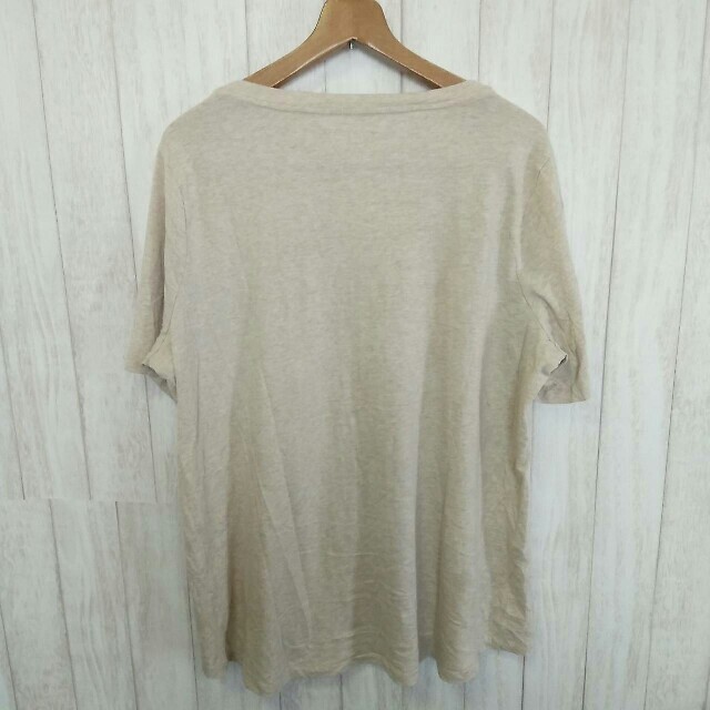 古着 terrae sky シンプル Vネック Tシャツ XL ベージュ メンズのトップス(Tシャツ/カットソー(半袖/袖なし))の商品写真