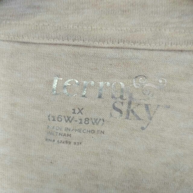 古着 terrae sky シンプル Vネック Tシャツ XL ベージュ メンズのトップス(Tシャツ/カットソー(半袖/袖なし))の商品写真