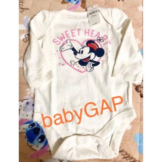 ベビーギャップ(babyGAP)の新品 babyGAP ミニー 長袖 ボディスーツ 80cm 綿100% 白(ロンパース)