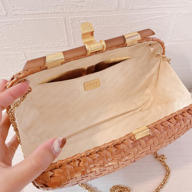 【RODO】ITALY製 ブラウンラタンバッグ ヴィンテージ 美品