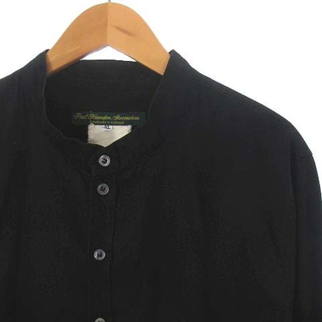 ポールハーデン バンドカラー シャツ ノーカラー コットン 長袖 黒 XL