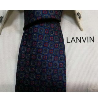 ランバン(LANVIN)の美品★ランバンLANVIN★美しく輝く小物柄高級シルクネクタイ★フランス製(ネクタイ)