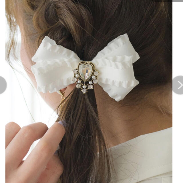 フリルビジューリボンヘアクリップ2個SET
