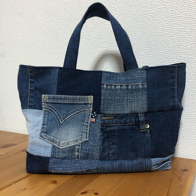 no.10 ハンドメイド　トートバッグ　デニム　パッチワーク