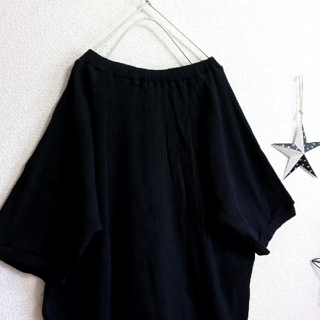 ダイアン様専用 ❁black❁ タックリブ＊ハーフスリーブカットソー レディースのトップス(カットソー(半袖/袖なし))の商品写真