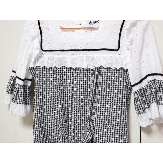 epine  lace×gingham check frill blouse  レディースのトップス(シャツ/ブラウス(長袖/七分))の商品写真