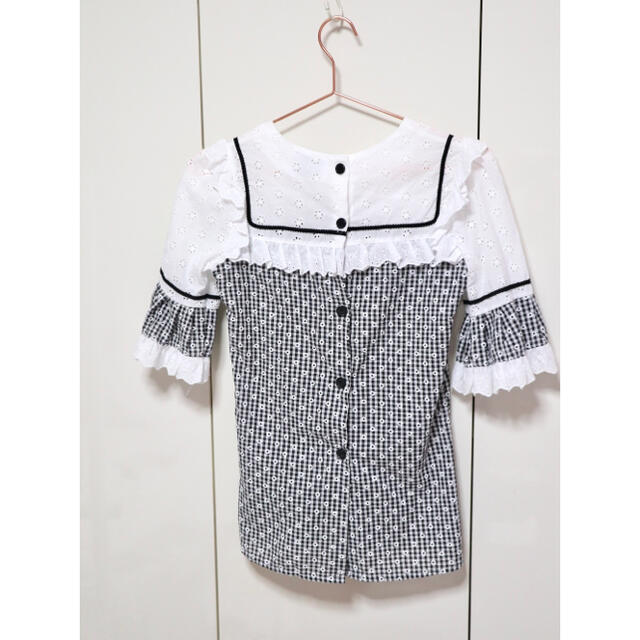 epine  lace×gingham check frill blouse  レディースのトップス(シャツ/ブラウス(長袖/七分))の商品写真