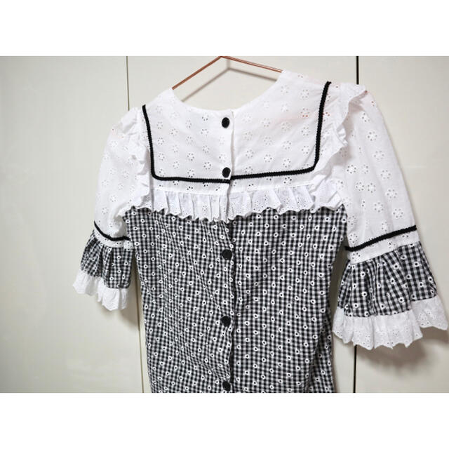epine  lace×gingham check frill blouse  レディースのトップス(シャツ/ブラウス(長袖/七分))の商品写真