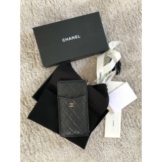 シャネル(CHANEL)のCHANEL フラットウォレットポーチ　財布　キャビアスキン　iPhone(ポーチ)