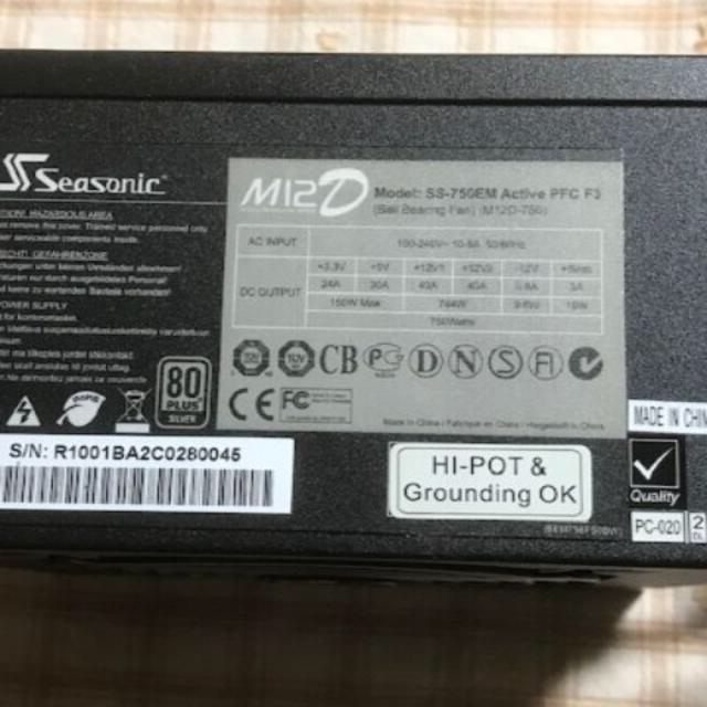 Seasonic 750W 電源　型番 SS-750EM パソコン用電源