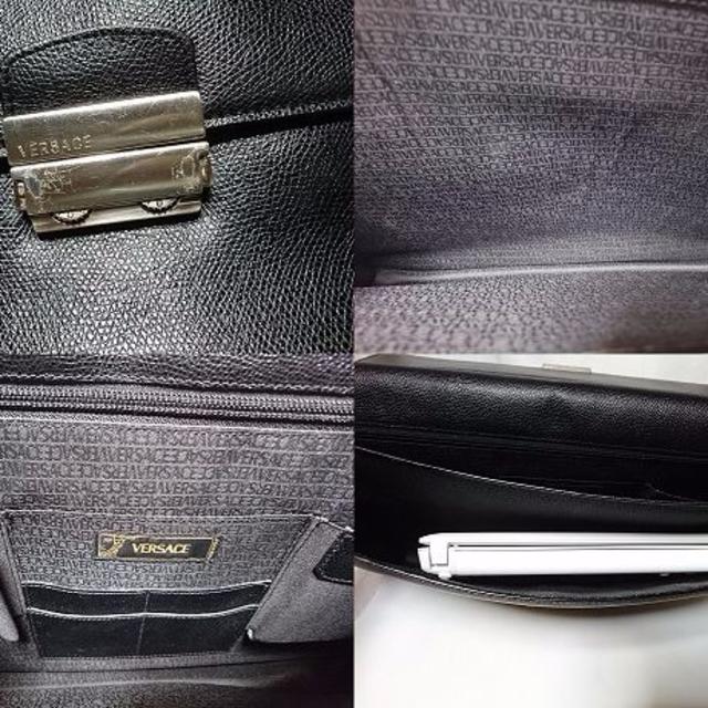 Gianni Versace - VERSACE ロゴ金具ビジネスバッグ黒 ブリーフ 書類鞄
