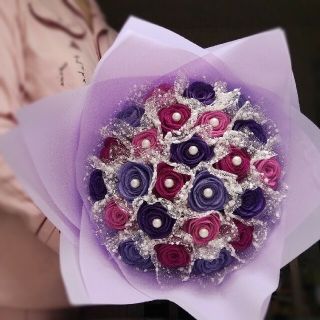 ハンドメイド 花束 薔薇 ギフト 紫　母の日(プリザーブドフラワー)