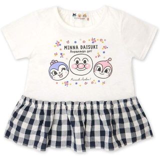 アンパンマン(アンパンマン)の新品　100cm　アンパンマン　リップルフリル半袖Tシャツ　おしゃれなホワイト(Tシャツ/カットソー)