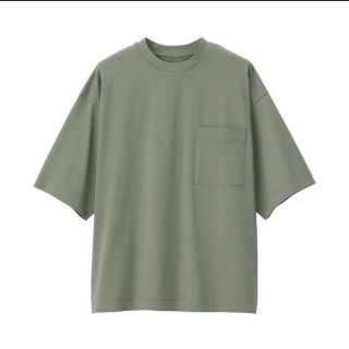 ムジルシリョウヒン(MUJI (無印良品))の天竺編みクルーネックドロップショルダーTシャツ 半袖 カーキ(Tシャツ/カットソー(半袖/袖なし))