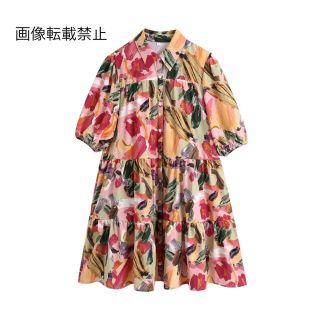 ザラ(ZARA)の🌼春新作💐4084◆エスニック リゾート 花柄 ワンピース(ミニワンピース)