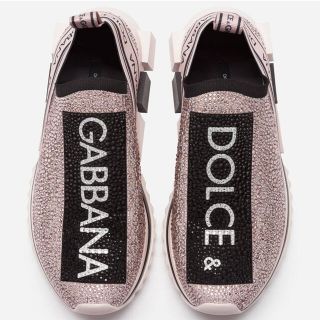 ドルチェアンドガッバーナ(DOLCE&GABBANA)のソレントスニーカー ヒートシールラインストーンクリスタル ピンク♡ドルガバ(スニーカー)