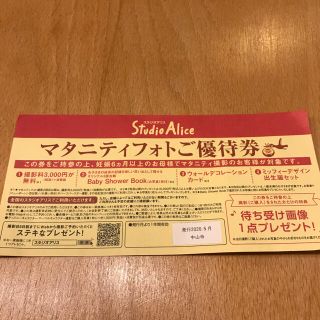 スタジオアリス　マタニティフォト優待券(その他)