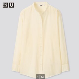 ユニクロ(UNIQLO)の【新品】ユニクロ　シアーバンドカラーシャツ　Natural　M(シャツ/ブラウス(長袖/七分))