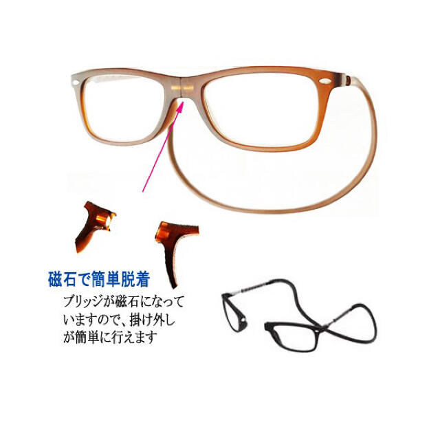 新品 1.5 茶 老眼鏡  ブルーライトカット ネックレス マグネット 男女兼用 6