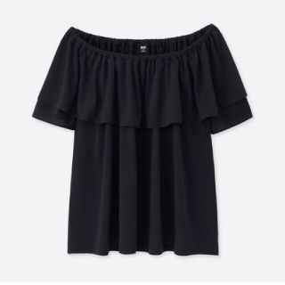 ユニクロ(UNIQLO)のユニクロ ラッフルオフショルダー(カットソー(半袖/袖なし))