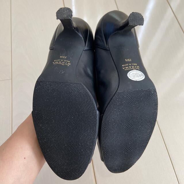 ミハマ　ブラックレザーパンプス　23.5cm レディースの靴/シューズ(ハイヒール/パンプス)の商品写真