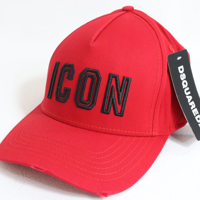 DSQUARED2(ディースクエアード)の新品未使用 ディースクエアード ICON アイコン キャップ 帽子 赤 黒文字 メンズの帽子(キャップ)の商品写真