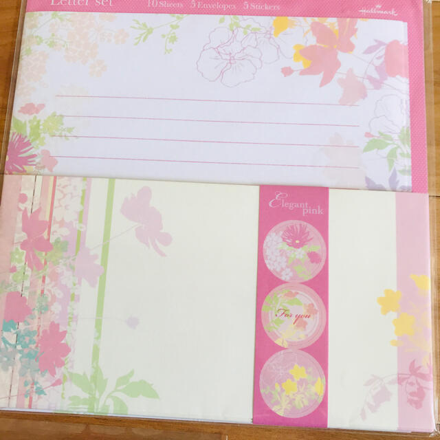花柄レターセットと薔薇カード　 ハンドメイドの文具/ステーショナリー(カード/レター/ラッピング)の商品写真