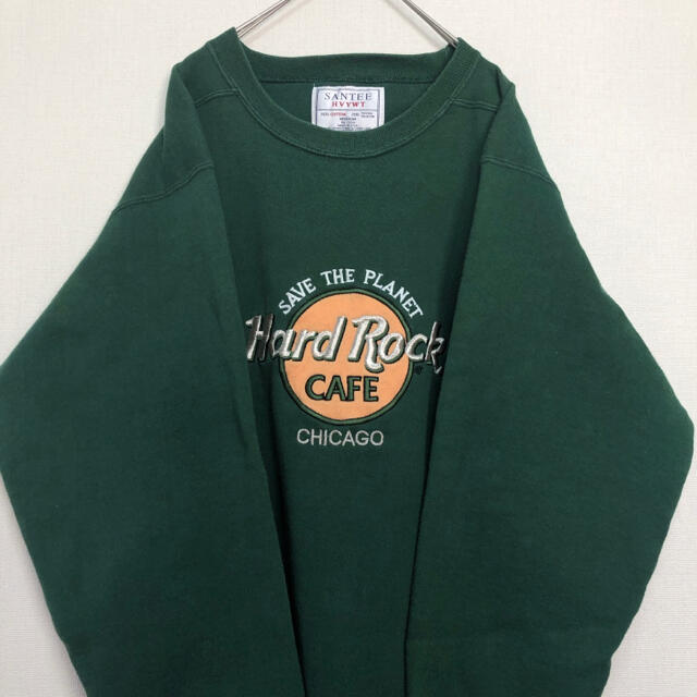 大人気 ハードロックカフェ スウェット トレーナー グリーン 古着 刺繍ロゴ 大人気 ハードロックカフェ スウェット トレーナー グリーン 古着 刺繍ロゴ