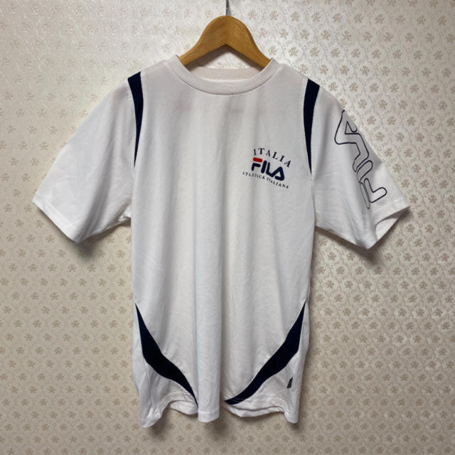 FILA(フィラ)の⭕️ドライ素材⭕️フィラ/FILA⭕️半袖Tシャツ/トレーニングウェア⭕️白 メンズのトップス(Tシャツ/カットソー(半袖/袖なし))の商品写真