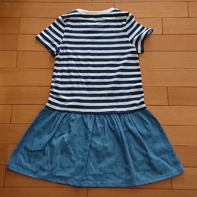 GU(ジーユー)の未使用 GU 130cm ボーダーデザイン ワンピース キッズ/ベビー/マタニティのキッズ服女の子用(90cm~)(ワンピース)の商品写真