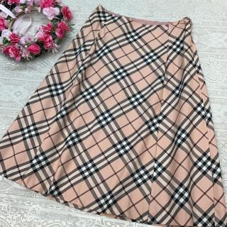 バーバリーブルーレーベル(BURBERRY BLUE LABEL)のバーバリーブルーレーベル　♡ ピンク　チェック　スカート  ♡ S(ひざ丈スカート)