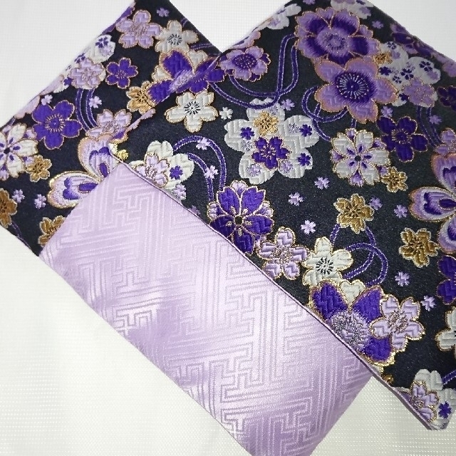 《金紫刺繍が豪華絢爛なラベンダー金襴お財布布団》風水金運メンズレディース長財布用 レディースのファッション小物(財布)の商品写真