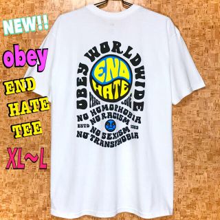 オベイ(OBEY)のみぃたんさん専用 新品 OBEY  END HATE Tシャツ 白 XL ~ L(Tシャツ/カットソー(半袖/袖なし))