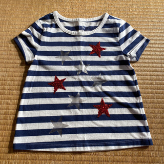 ギャップキッズ(GAP Kids)のスパンコール　ギャップキッズ　ボーダー  半袖Tシャツ　星　120(Tシャツ/カットソー)