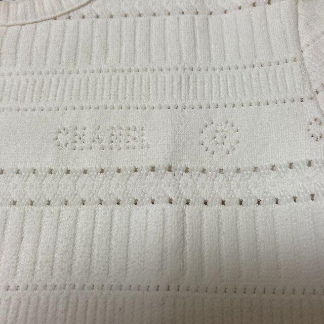 シャネル 半袖カットソー ニット ホワイト 白 ロゴデザイン 38サイズ