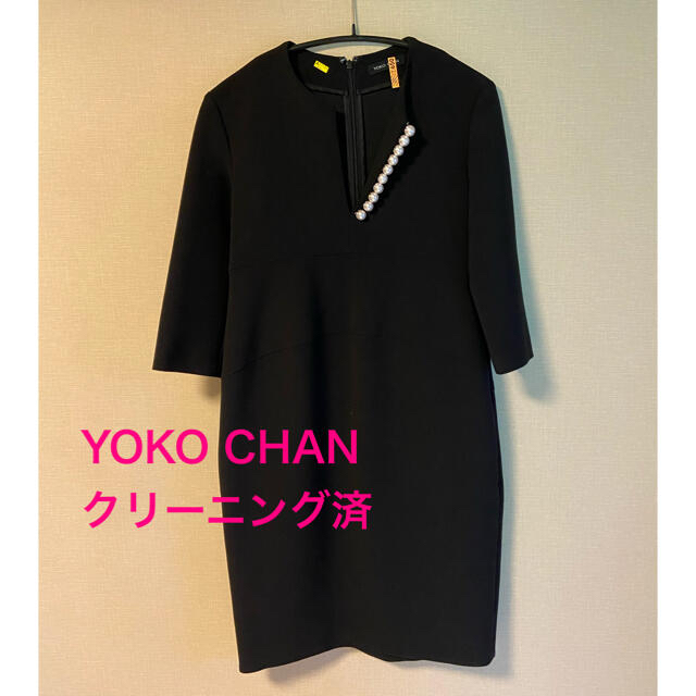 YOKO CHAN ブラックワンピース(七分袖) ひざ丈ワンピース YOKO CHAN ブラックワンピース(七分袖) ひざ丈ワンピース