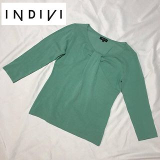 インディヴィ(INDIVI)のINDIVI デザインカットソー 七分丈 38(カットソー(長袖/七分))