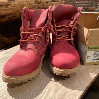 ティンバーランド(Timberland)の未使用★ティンバーランド　6インチ　ヴィンテージ加工　ブーツ　赤　限定品　6W(ブーツ)