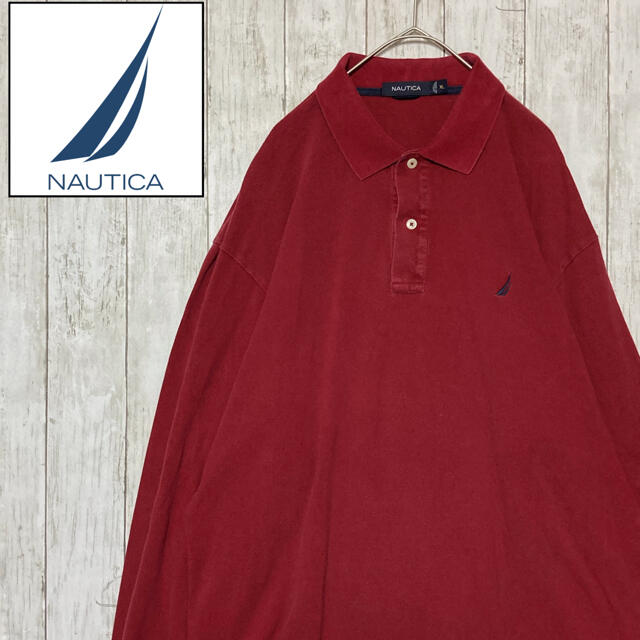 NAUTICA(ノーティカ)のnautica ノーティカ 刺繍ロゴ ポロシャツ ワインレッド メンズのトップス(ポロシャツ)の商品写真
