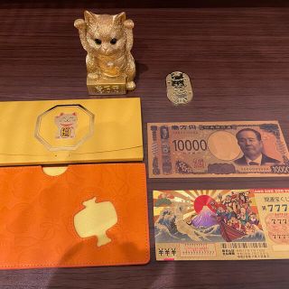 金運アップ 6点セット ロト BIG 宝くじ ケース 小判  開運 黄金 招き猫(置物)