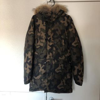 fuga ダウン コート メンズ 44 迷彩 フーガ カモ