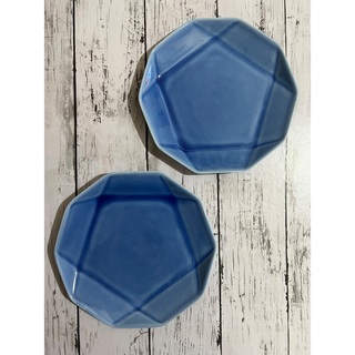 五角形 ブルー 中皿 2枚 薬味皿 醤油皿 副菜皿 和洋食器 オシャレ カフェ風(食器)