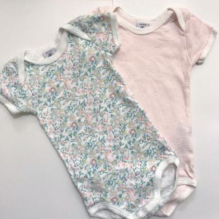 プチバトー(PETIT BATEAU)のPETIT BATEAU ボディ２枚組　ミラレ&フラワー(肌着/下着)