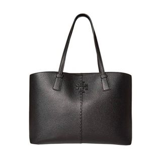 トリーバーチ(Tory Burch)の極美品TORY BURCHトリーバーチロゴレザートートバッグ黒ブラック通勤(トートバッグ)