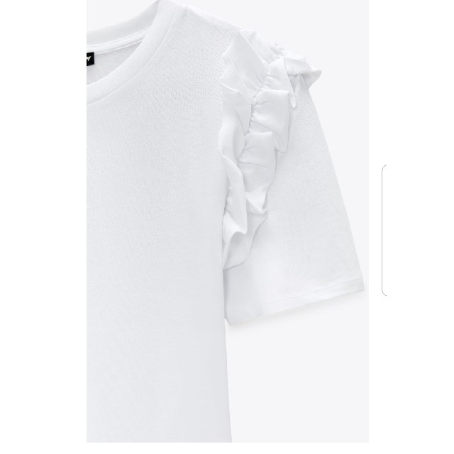ZARA(ザラ)のZARA　(M　白)　フリル付きTシャツ レディースのトップス(Tシャツ(半袖/袖なし))の商品写真