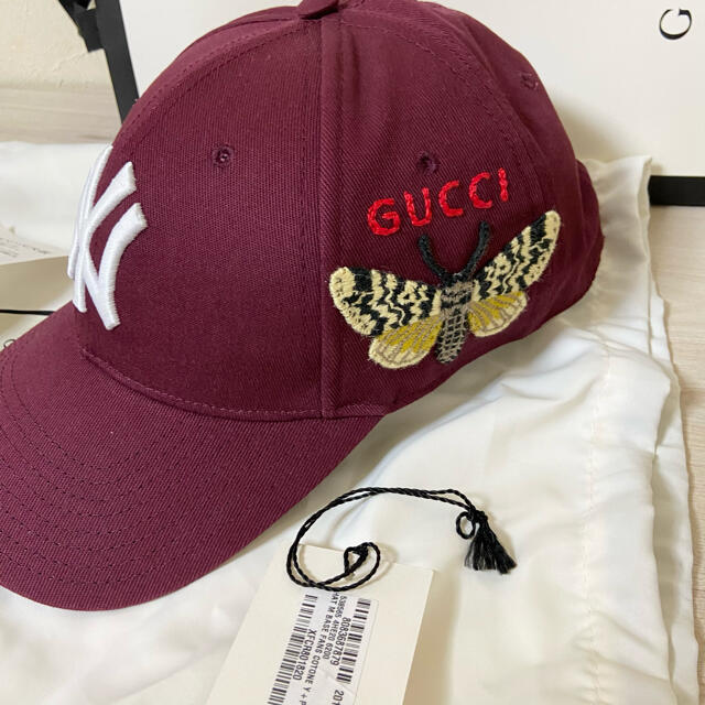 品質保証 新品 GUCCI グッチ ヤンキース キャップ 帽子 バタフライ